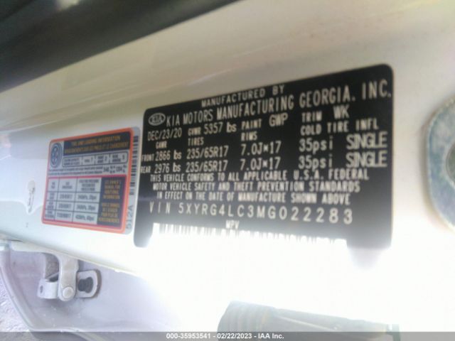 5XYRG4LC3MG022283 KIA SORENTO LX