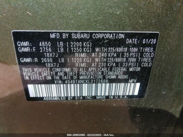 4S4BTANCXL3172608 Subaru Outback Limited