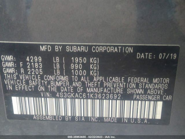 4S3GKAC61K3623692 Subaru Impreza Premium