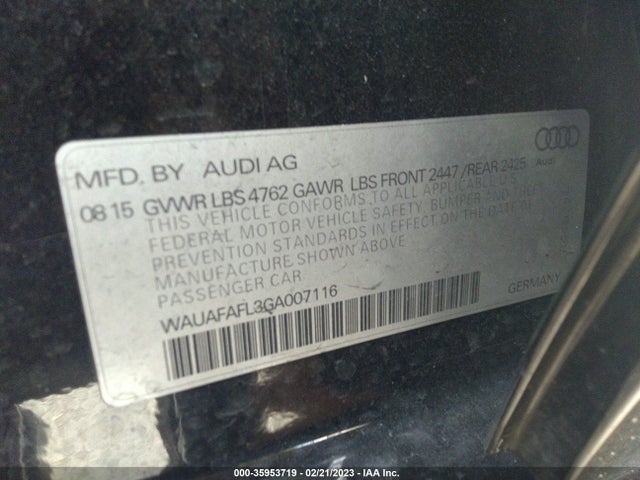 2016 Audi A4, VIN: WAUAFAFL3GA007116