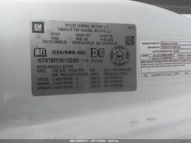 1GTW7BFF3H1132429 GMC SAVANA CARGO VAN