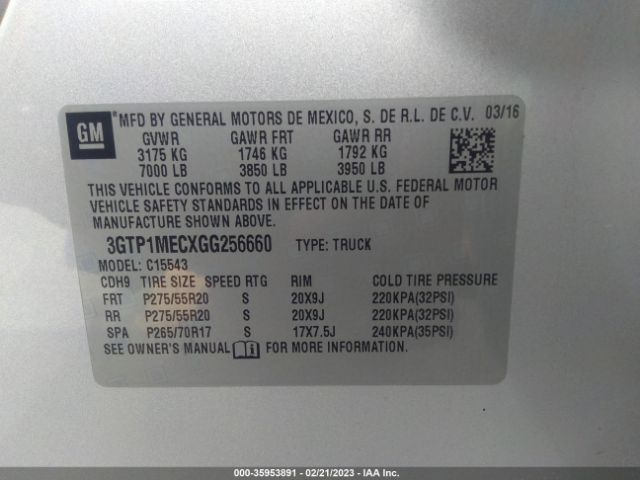3GTP1MECXGG256660 GMC Sierra 1500 Sle