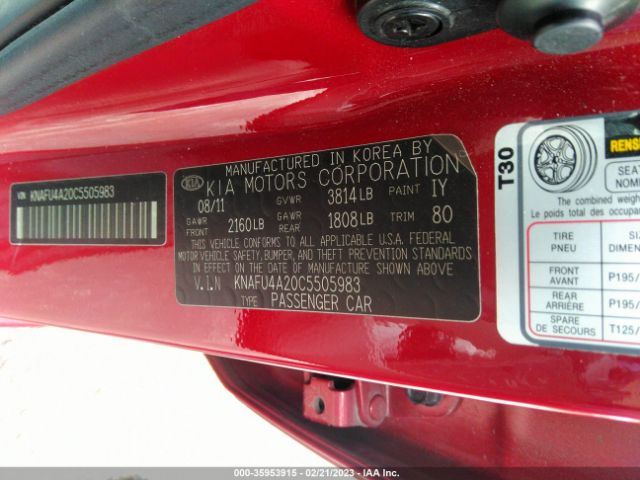 KNAFU4A20C5505983 KIA FORTE EX