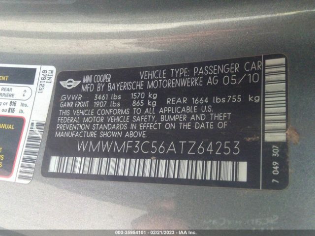 WMWMF3C56ATZ64253 Mini COOPER HARDTOP