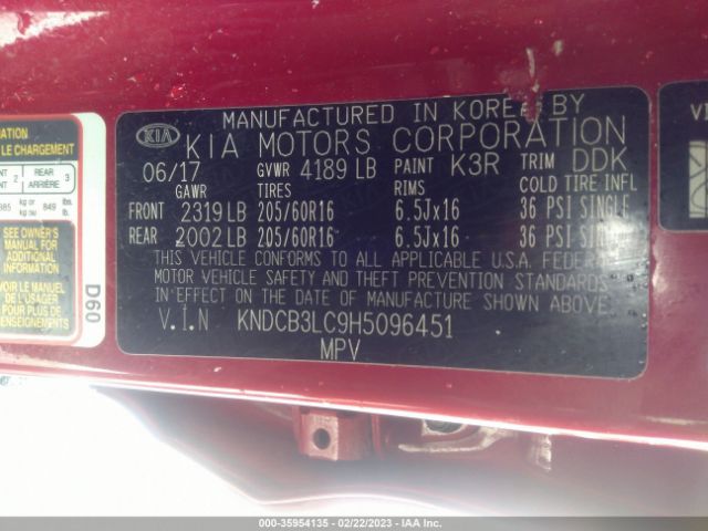 KNDCB3LC9H5096451 KIA NIRO LX