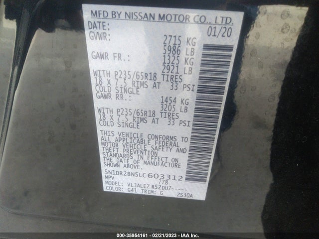 Nissan Pathfinder Sv 2020 5N1DR2BN5LC603312 Image 11