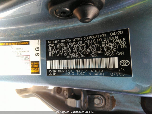 Toyota COROLLA LE 2021 JTDEPMAE1MJ117606 Image 9