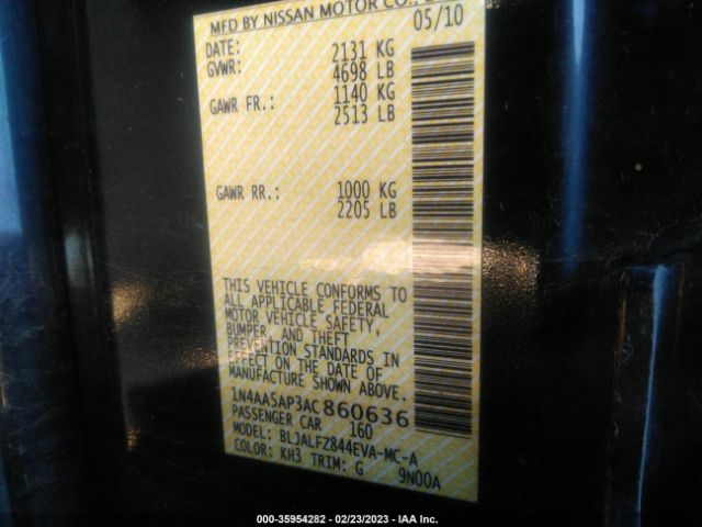 1N4AA5AP3AC860636 Nissan Maxima 3.5 Sv W/premium Pkg