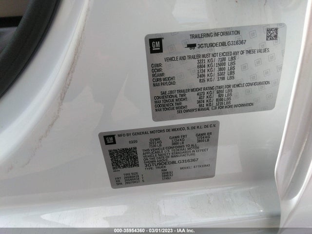 GMC Sierra 1500 Slt 2020 3GTU9DED8LG316367 Image 10