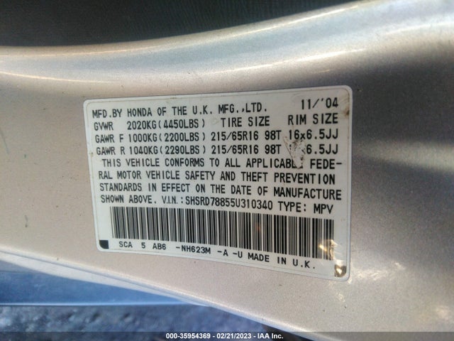 Honda CR-V EX 2005 SHSRD78855U310340 Image 10