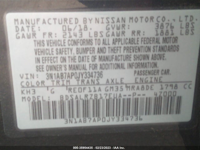 Nissan SENTRA SR 2018 3N1AB7AP0JY334736 Image 9