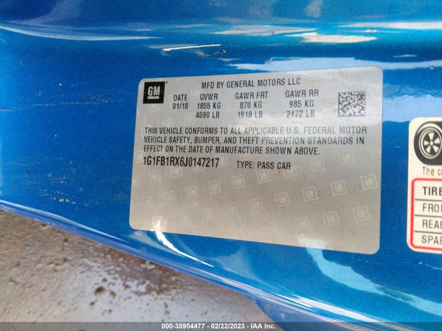 Chevrolet Camaro 1lt 2018 1G1FB1RX6J0147217 Image 11