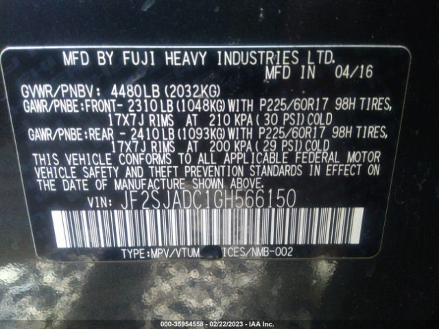 JF2SJADC1GH566150 Subaru Forester 2.5i Premium