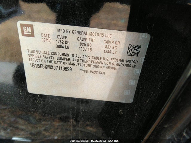 Chevrolet CRUZE LT 2018 1G1BE5SMXJ7119599 Image 10