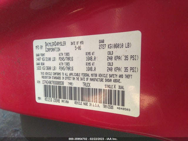 Dodge DAKOTA SLT 2006 1D7HE48K76S688938 Image 10