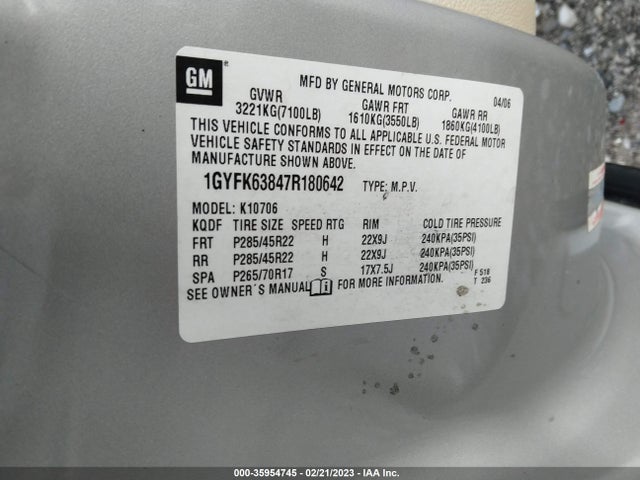 Cadillac Escalade 2007 1GYFK63847R180642 Image 10