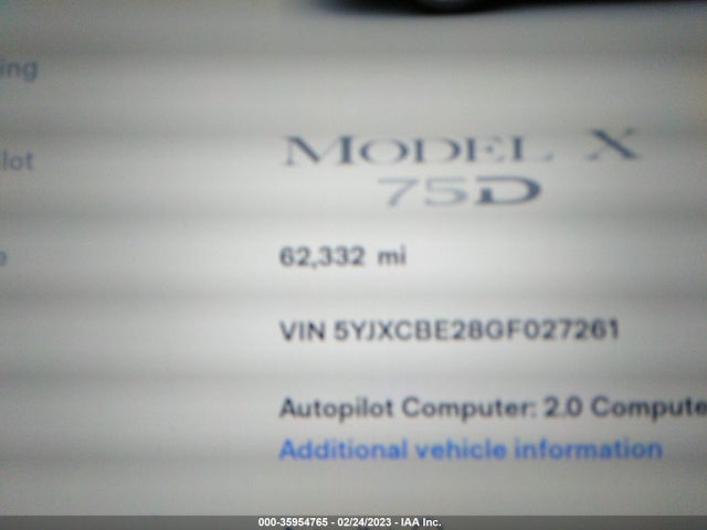 2016 Tesla Model X, VIN: 5YJXCBE28GF027261