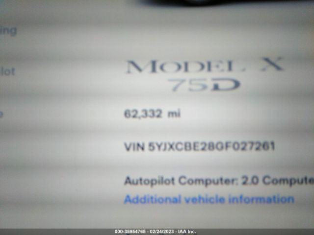 5YJXCBE28GF027261 Tesla Model X 70d/90d/75d/60d/p100d