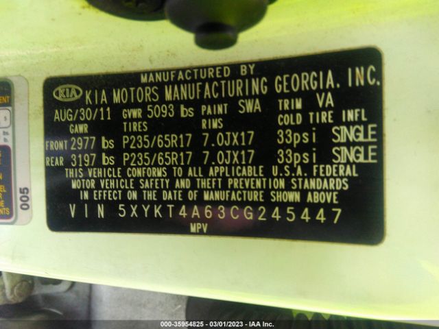 5XYKT4A63CG245447 KIA SORENTO LX