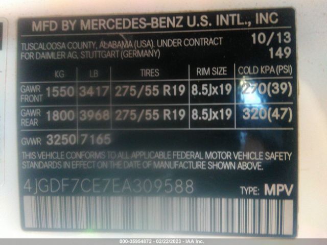 4JGDF7CE7EA309588 Mercedes-Benz Gl-class Gl 450
