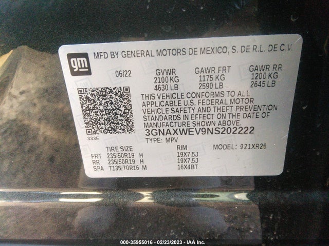 Chevrolet EQUINOX RS 2022 3GNAXWEV9NS202222 Image 9