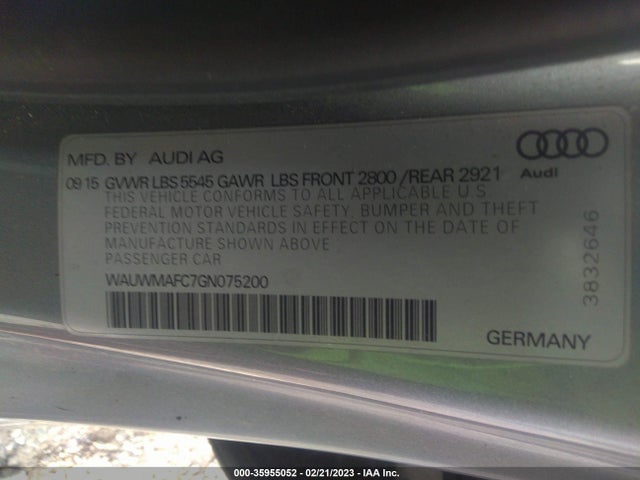 2016 Audi A7, VIN: WAUWMAFC7GN075200