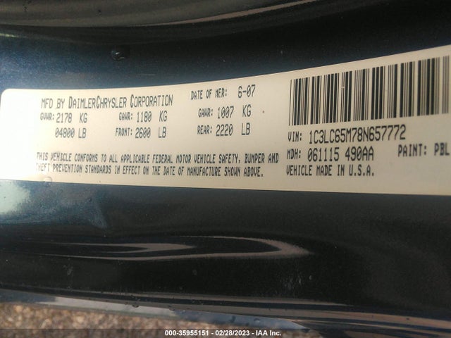1C3LC65M78N657772 Chrysler Sebring Limited