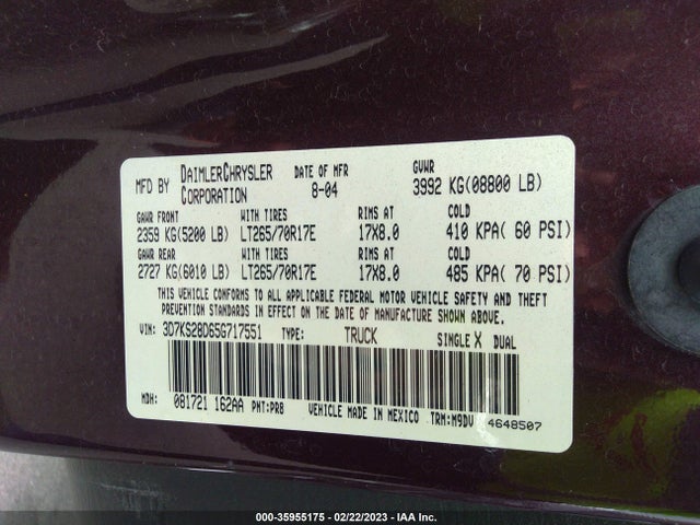 Dodge Ram 2500 Slt 2005 3D7KS28D65G717551 Image 10