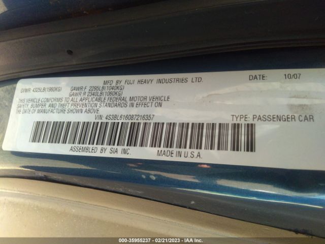 4S3BL616087216357 Subaru Legacy