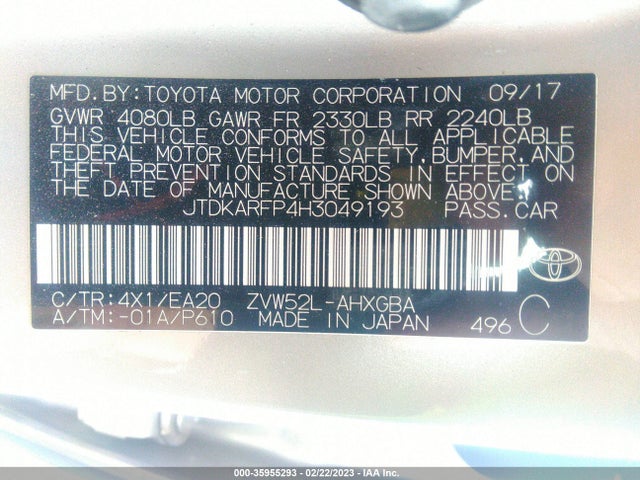 Toyota Prius Prime Plus/premium/advanced 2017 JTDKARFP4H3049193 Image 9