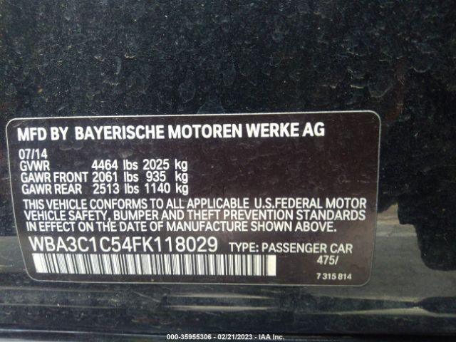 WBA3C1C54FK118029 BMW 3 Series 328i