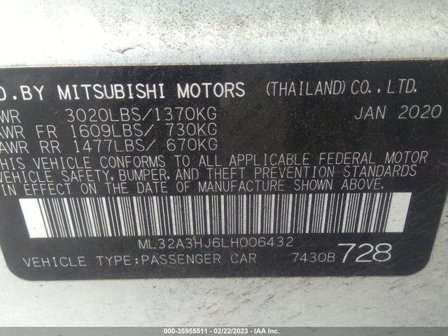 Mitsubishi Mirage Es/se 2020 ML32A3HJ6LH006432 Image 10