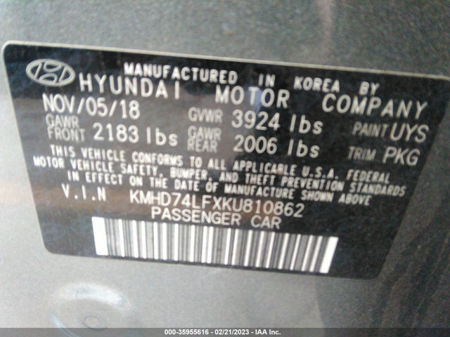 Hyundai ELANTRA SE 2019 KMHD74LFXKU810862 Image 10
