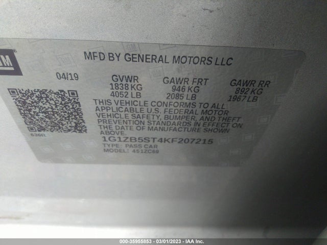 Chevrolet MALIBU LS 2019 1G1ZB5ST4KF207215 Image 9