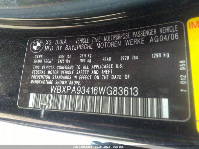 WBXPA93416WG83613 BMW X3 3.0I