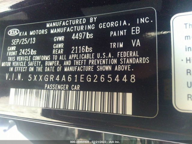 5XXGR4A61EG265448 KIA OPTIMA SX