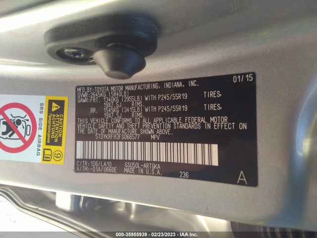 Toyota Highlander Limited 2015 5TDYKRFH3FS066577 Image 11