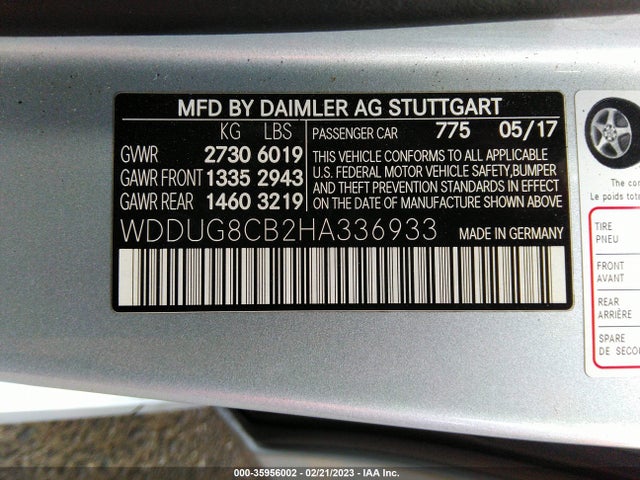 2017 Mercedes-Benz S-Class, VIN: WDDUG8CB2HA336933