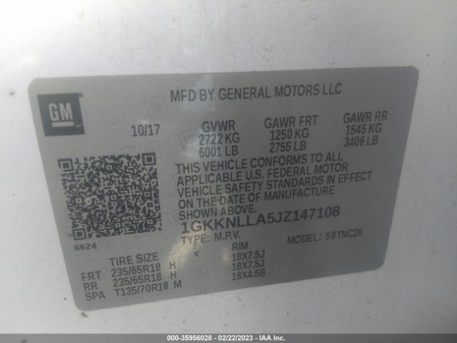 1GKKNLLA5JZ147108 GMC ACADIA SLE