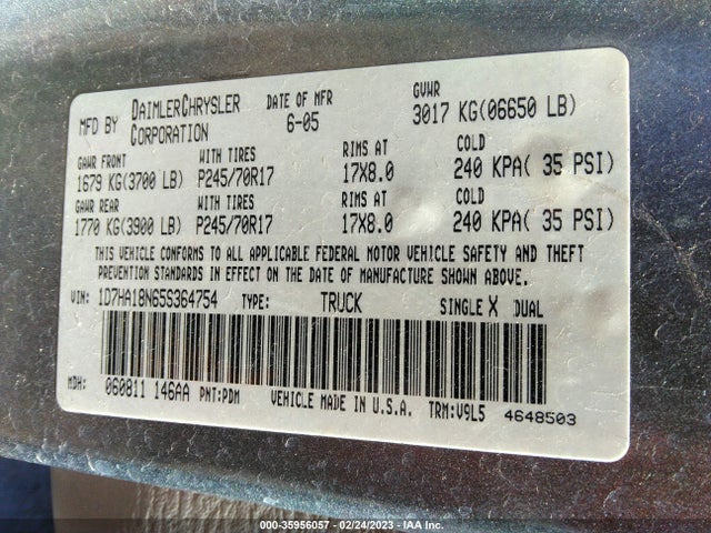 Dodge Ram 1500 Slt 2005 1D7HA18N65S364754 Image 11