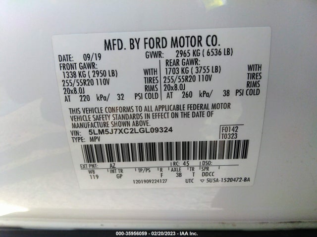 Lincoln Aviator Reserve 2020 5LM5J7XC2LGL09324 Image 9