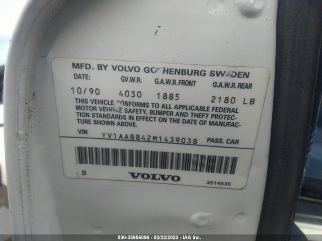 1991 VOLVO 240 VIN: YV1AA8842M1439038