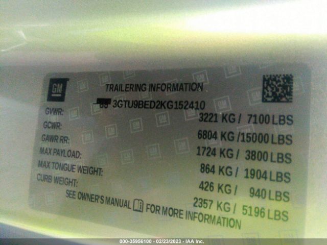 3GTU9BED2KG152410 GMC Sierra 1500 Sle