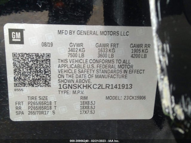 2020 Chevrolet Suburban, VIN: 1GNSKHKC2LR141913