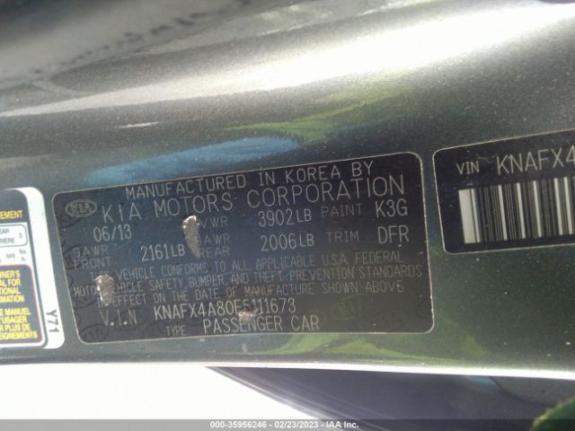 KNAFX4A80E5111673 KIA FORTE EX