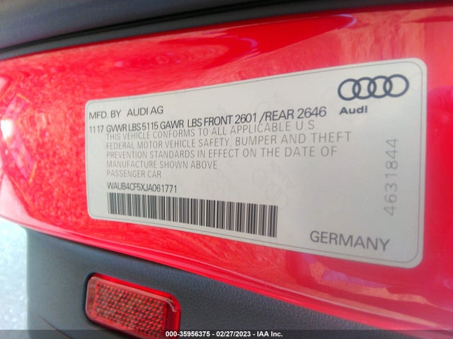 2018 Audi S5, VIN: WAUB4CF5XJA061771