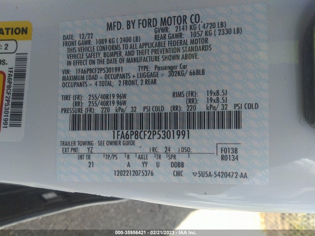 2023 Ford Mustang, VIN: 1FA6P8CF2P5301991