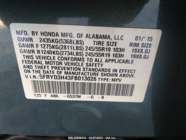 5FRYD3H43FB013026 Acura Mdx Tech Pkg