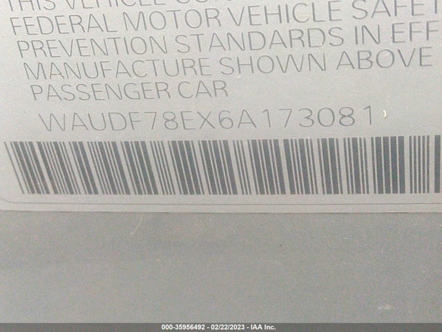 WAUDF78EX6A173081 Audi A4 2.0T