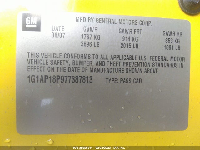 Chevrolet Cobalt Ss Supercharged 2007 1G1AP18P977387813 Image 11